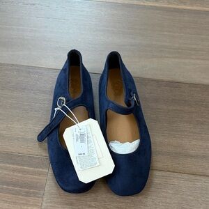 Navy Blue Mary Jane Flats gapxdoen